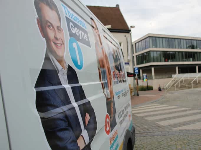Thomas Geyns en Kristina Eyskens tijdens de campagne