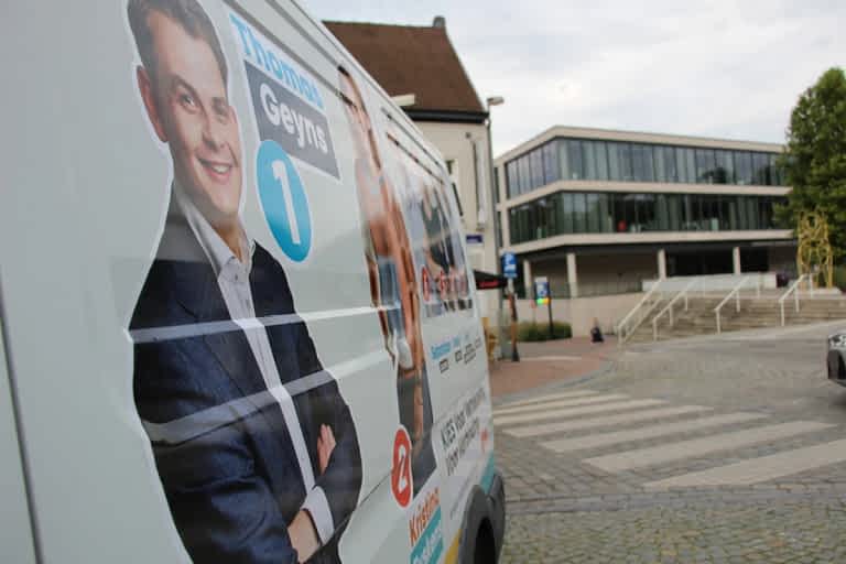 Thomas Geyns en Kristina Eyskens tijdens de campagne