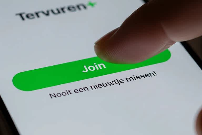 Finger clicking on Tervuren+ WhatsApp News Channel